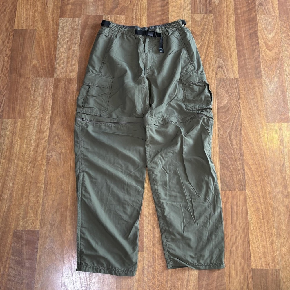 REI Mens Green Nylon Convertible Hiking Pants Elastic Waist UPF 50+ Size M L32